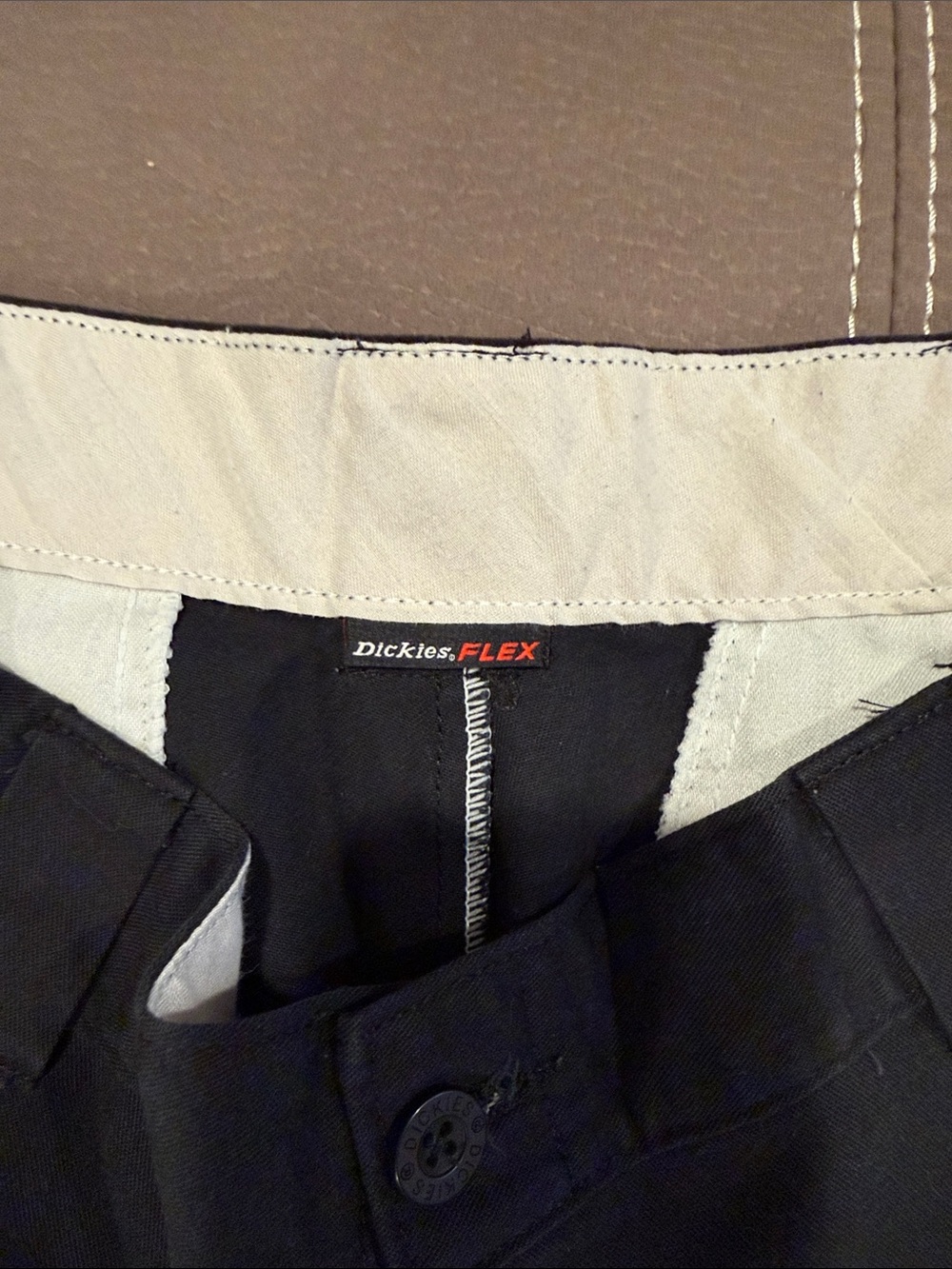 Dickies FLEX Black Pants with Cream Waistband